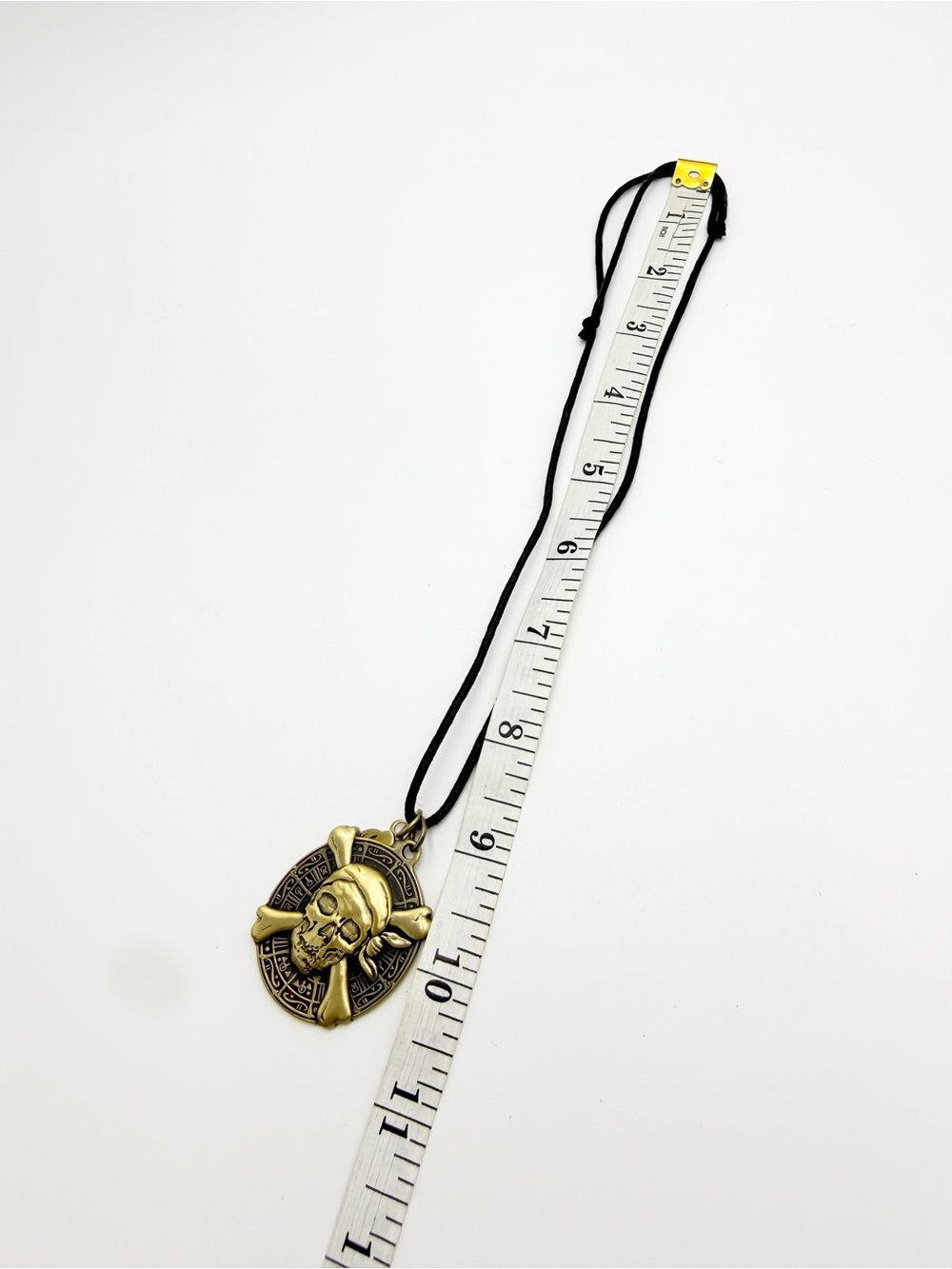 Pirate Skull Medallion Adjustable Cord Necklace with Signed Rebecca Charm - Picture 11 of 11